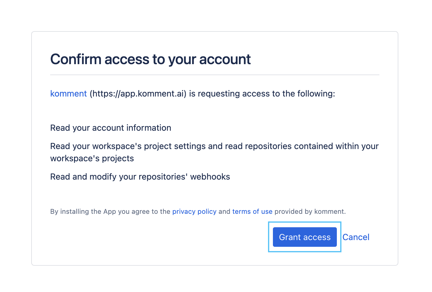 Sign up with Bitbucket