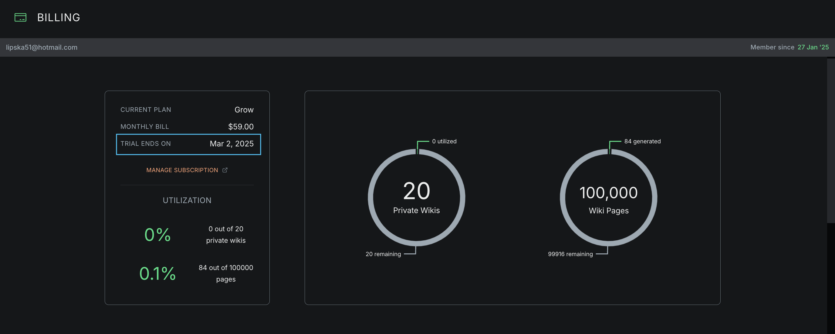 Cancellation date in dashboard