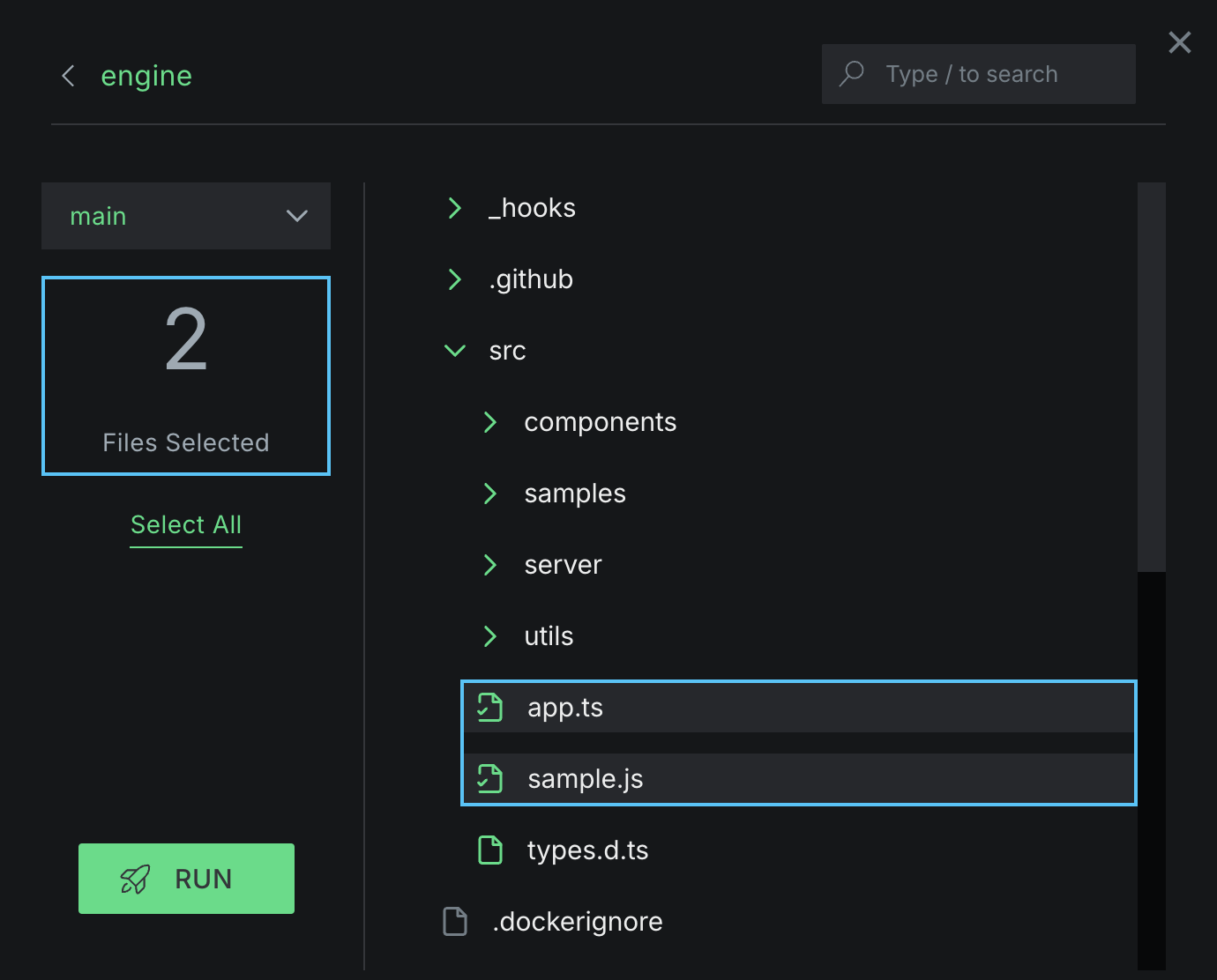 Choose files in Quickstart