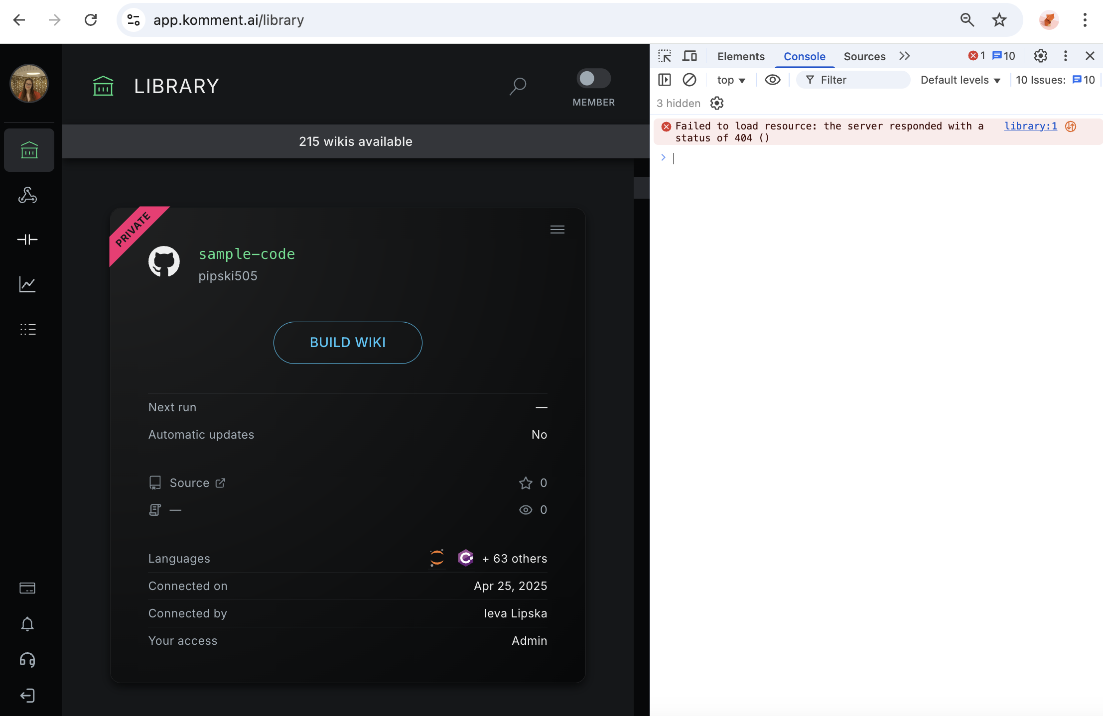 Console log example