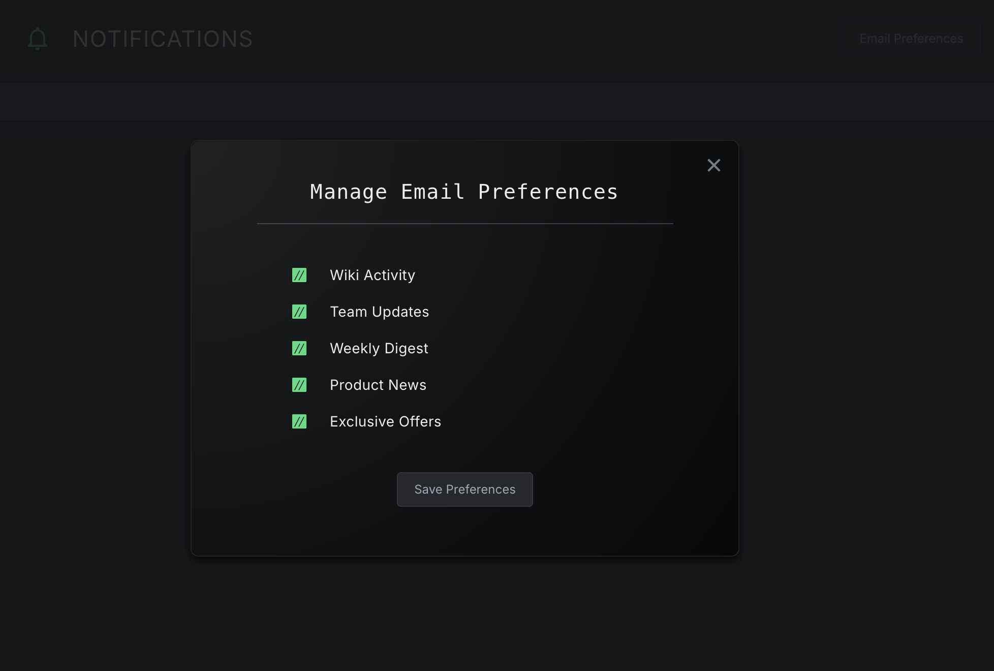 Email menu