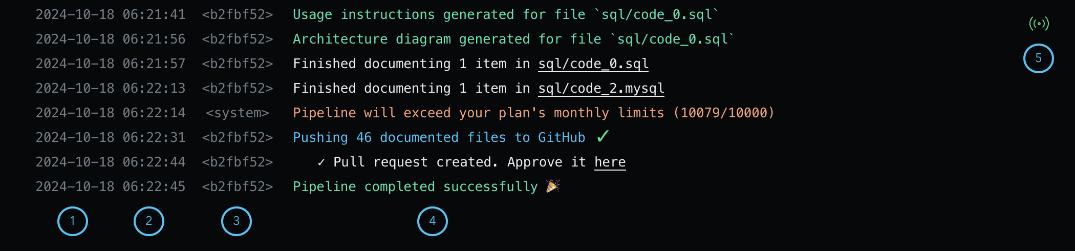 Pipeline logs