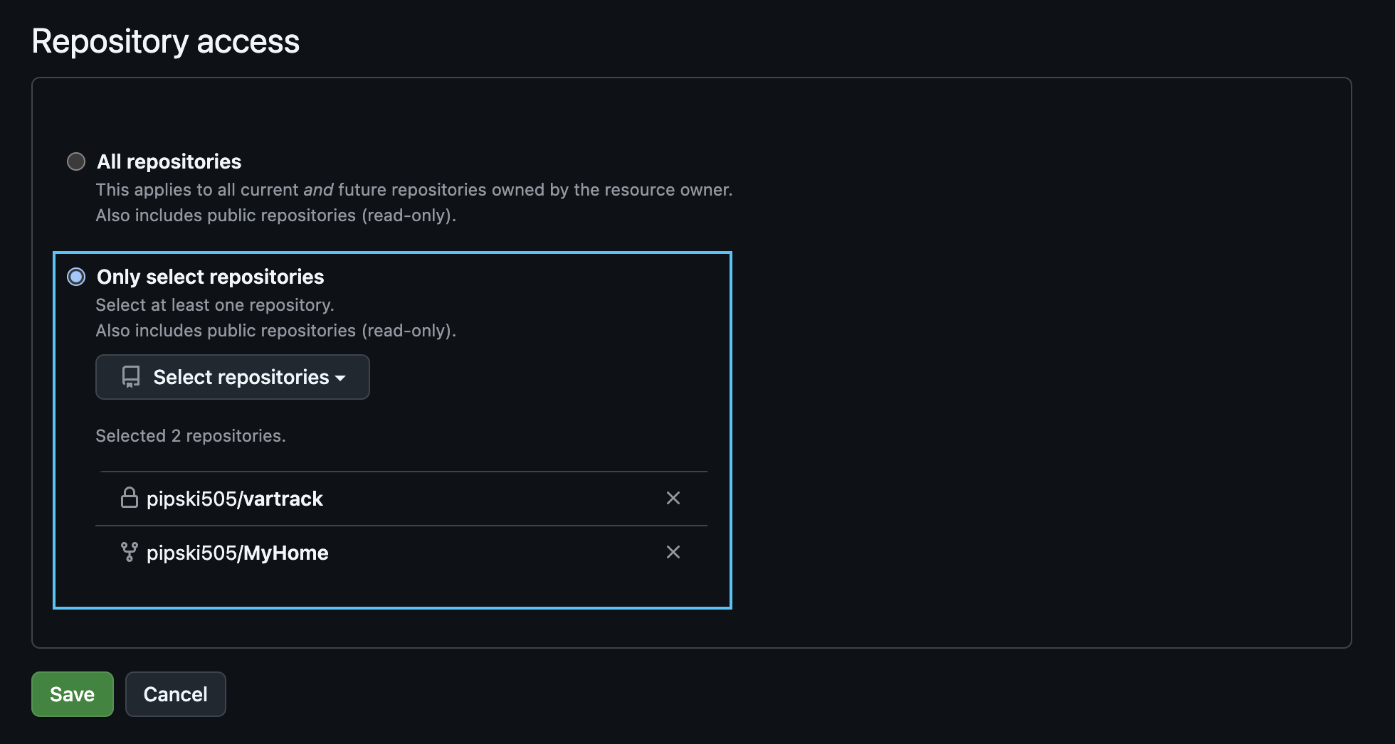 Select repos to connect with Komment