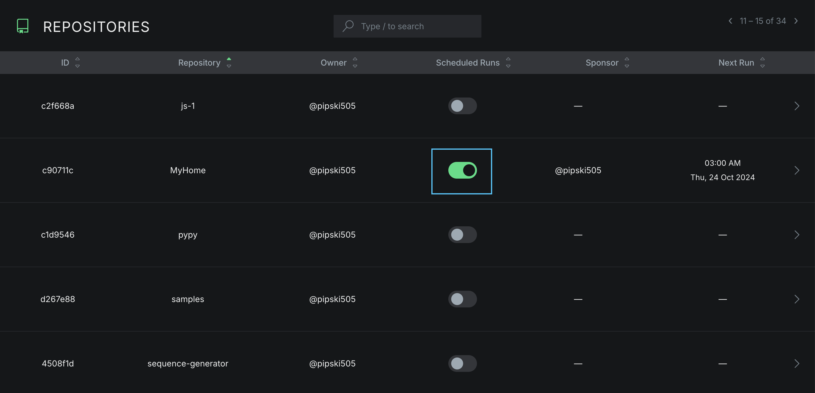 Toggle on Scheduled Runs