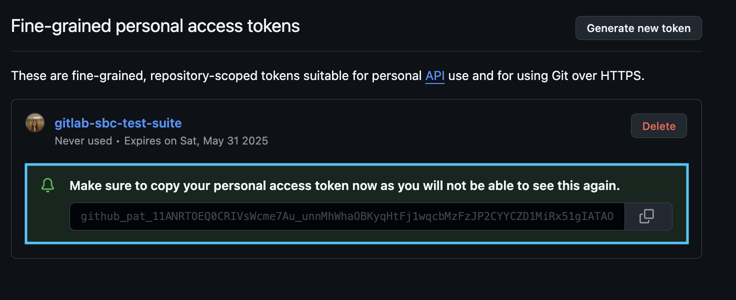 Copy the token
