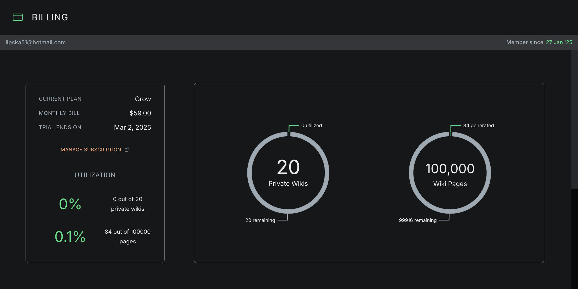 New quota in dashboard